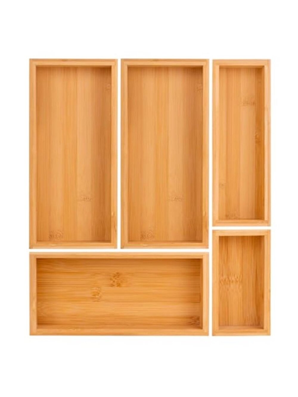 Bamboo Drawer Organizer 5 pcs Expandable Stackable Kitchen Utensil Desk Storage